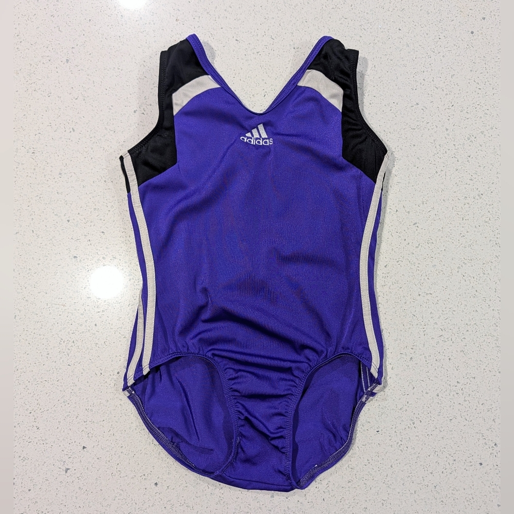 CLASSIC Adidas 3 STRIPE GK Elite Gymnastics Dance Leotard CL Large Royal Purple